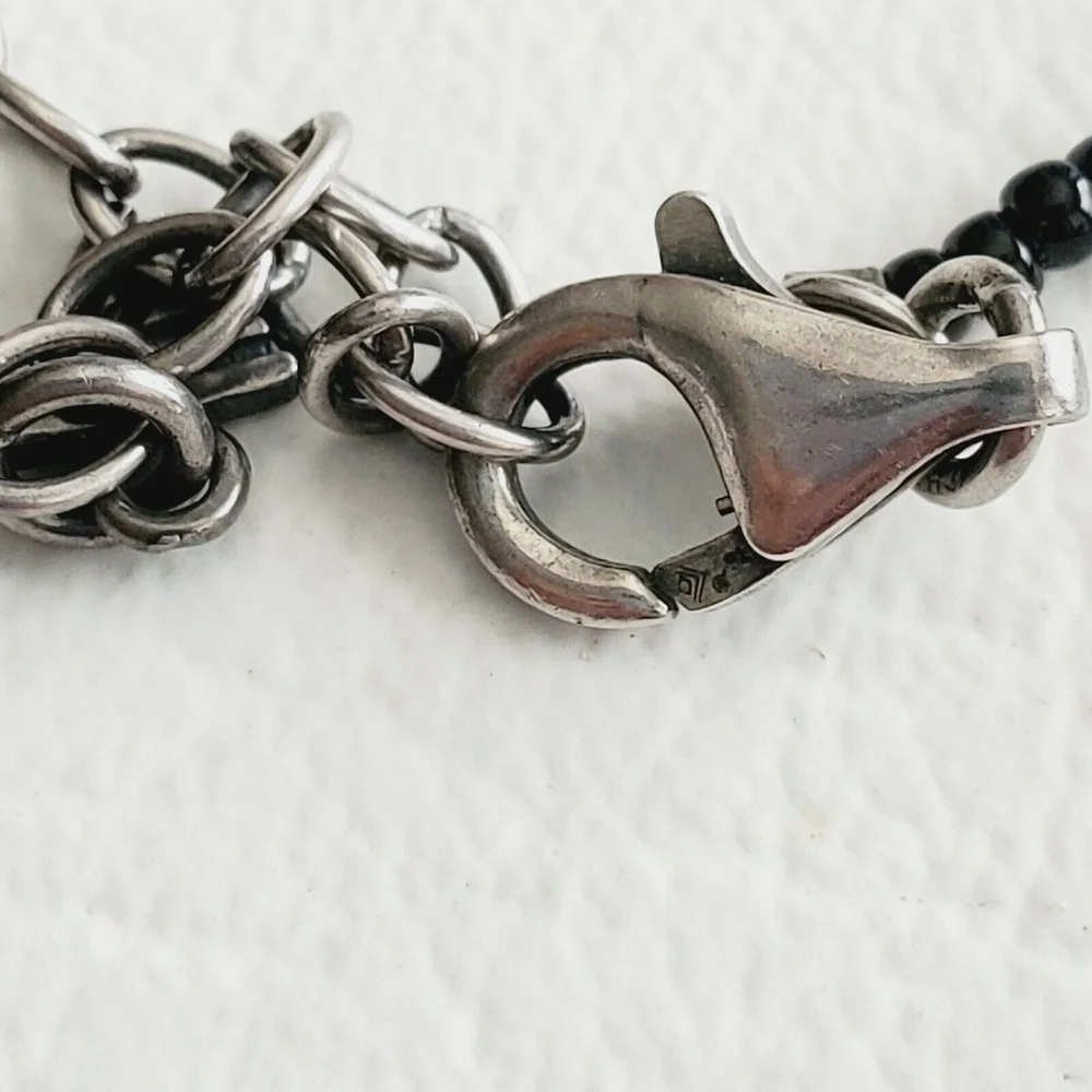 SILPADA Sterling Silver Bronze Shell Horn Bead Necklace Lobster Clasp N1787 - Picture 5 of 6